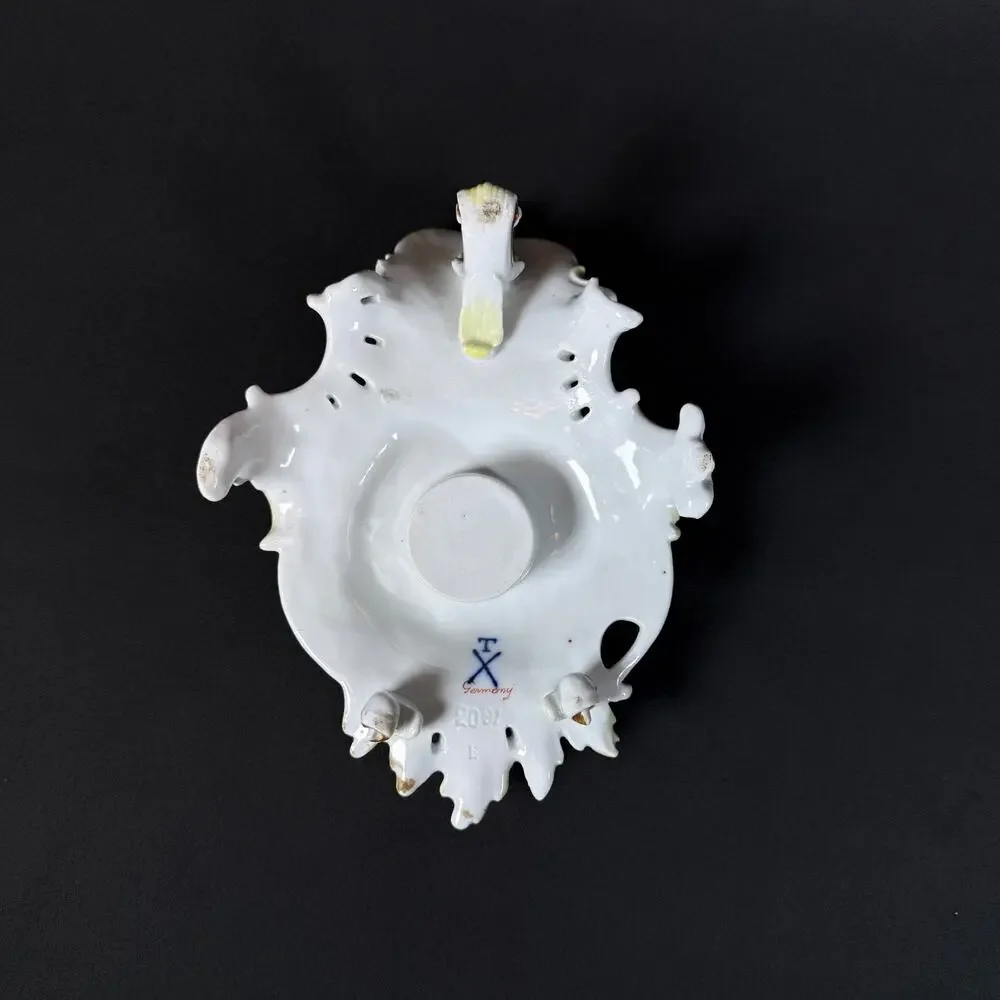Antique Carl Thieme Dresden Porcelain candle stick candleholder floral gold gild